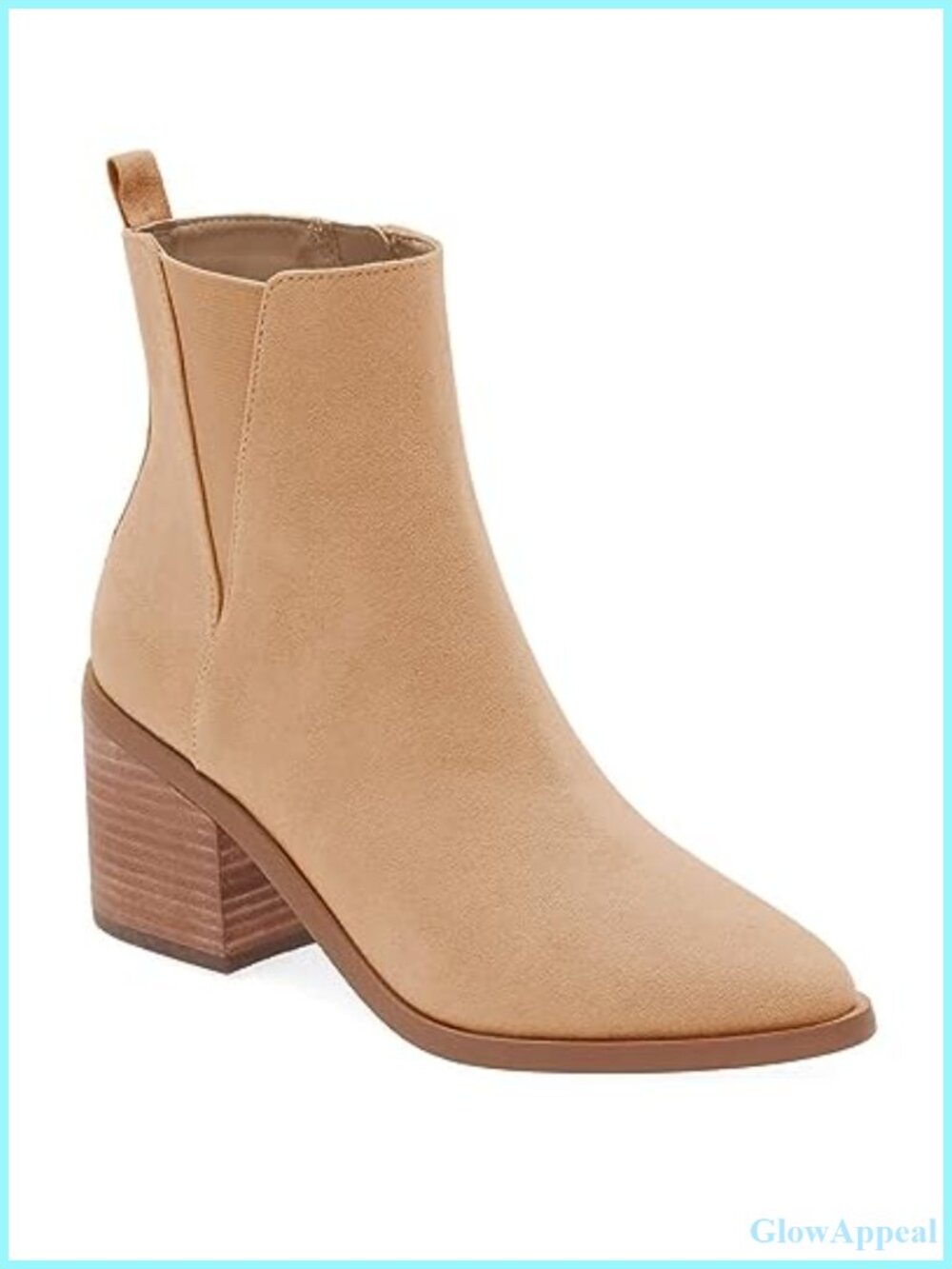 Womens Pointed Toe Ankle Boots Chunky Block Stacked Heel Side Zipper Chelsea